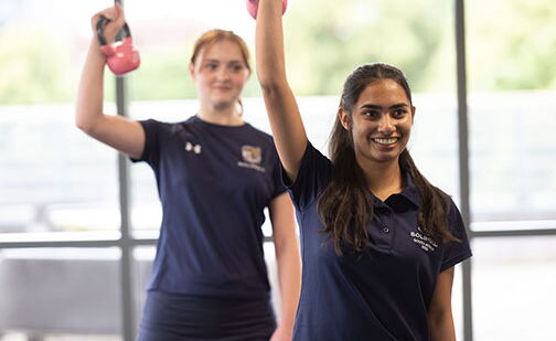 Two students in a fitness class